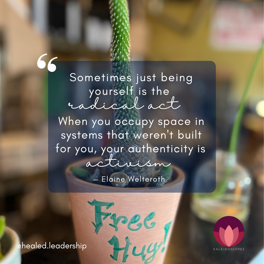 I keep returning to this quote by Elaine Welteroth.

Pictured quote: "Sometimes just being yourself is the radical act. When you occupy space in systems that weren't built for you, your authenticity is activism."

It hits like truth. The kind that doesn't just land in your brain, but in your body. You don't just understand it, you feel it.

We live in a world full of invisible scripts: how to behave, how to look, how to succeed. But what happens when your very existence challenges those scripts? When the system wasn't designed with you in mind...and you show up anyway, as yourself, no costume, no performance...?

That's not small, not neutral. That's resistance, that's rewriting.

For anyone who has ever felt too loud, too soft, too sensitive, too much, too different...this is your reminder: you don't have to earn your place by shrinking or smoothing your edges. Your voice, your body, your story, your culture, your neurodivergence, your gender expression - all of it has a seat at the table.

And what if the table wasn't built for you? That doesn't make you unworthy. It makes you revolutionaary.

Authenticity in a system that demands assimilation IS activism.

Keep being who you are - not despite the world, but as a way of reshaping it.

 #HealedLeadership #SomaticSummer #HealingTogether #SacredSpace #TransformationalLeadership #CommunityHealing #EmbodiedLeadership #EntrepreneurialGrowth #CollectiveAction #SelfLove